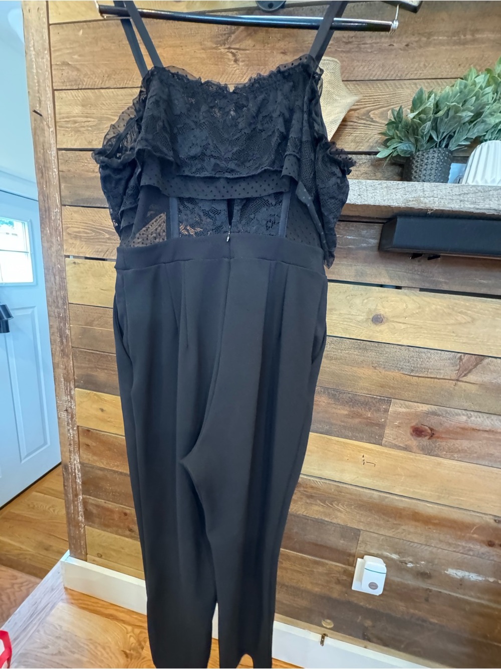 Express Black Lace Bodice Strap Jumpsuit - Picture 4 of 7